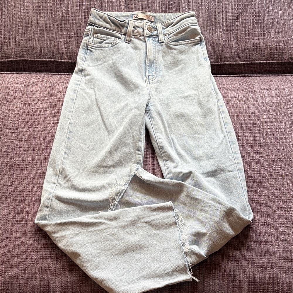 SO Juniors Highest Rise Baggy Dad Jeans Size 0/24W